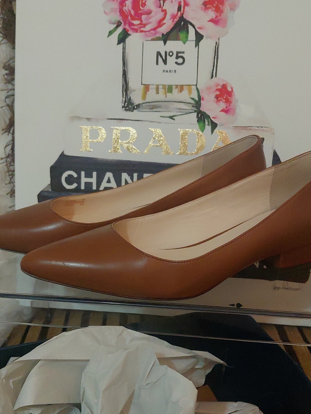 Cole Haan Brown Leather Pointed-Toe Flats